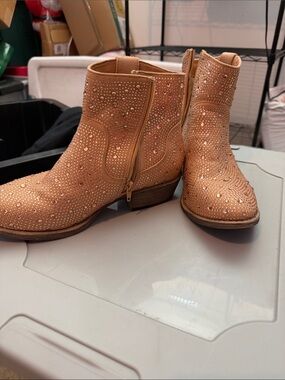 Very G Tan Embellished Ankle Booties